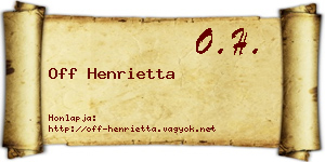 Off Henrietta névjegykártya